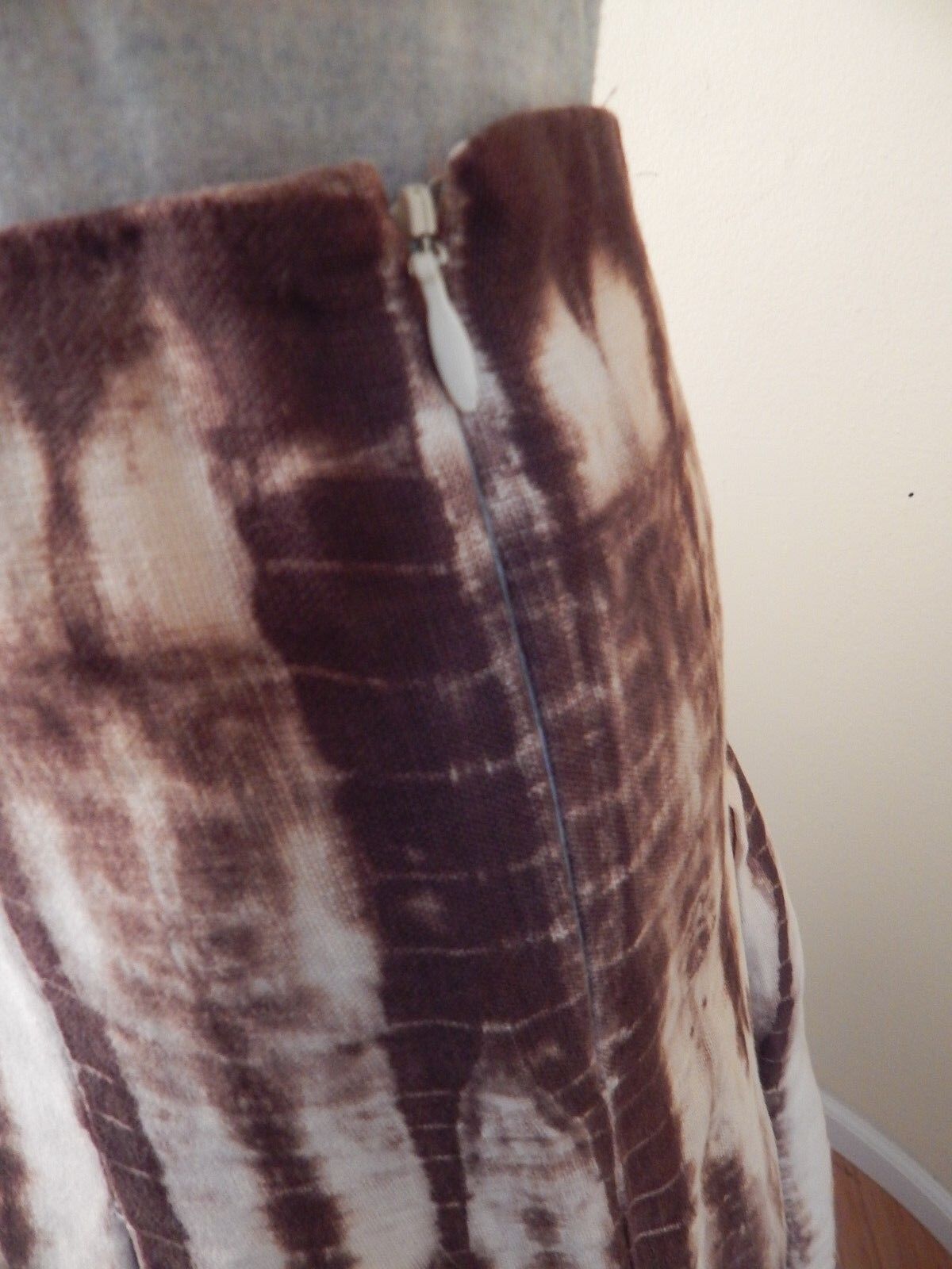 michael kors brown linen skirt, size 4, tie dye - image 3