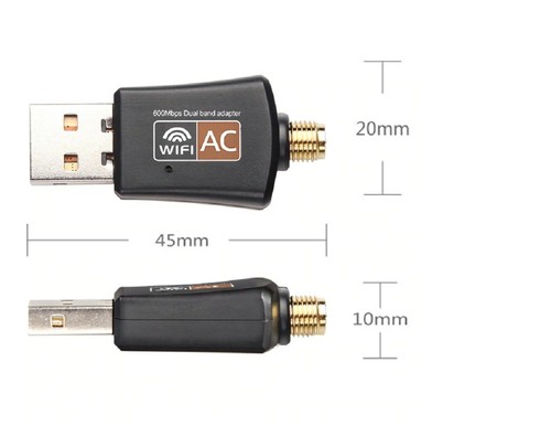 USB WIFI Adapter Dual Band 2.4/5.8Ghz 600Mbps with Antenna for Desktop/Laptop - Picture 3 of 3