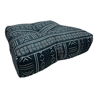 Deny Designs Green Mudcloth White Tribal Square Floor Pillow 24 x 24 x 7.5 in