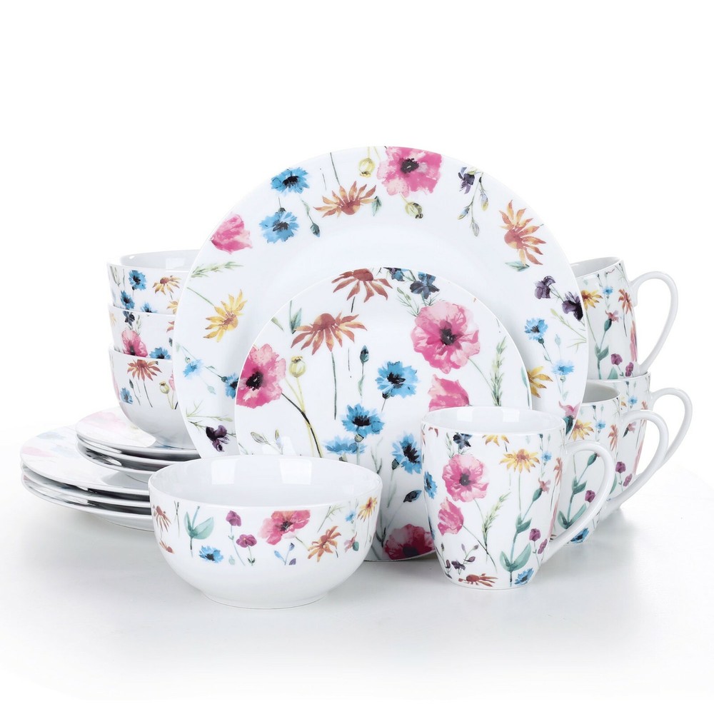 VEWEET DORIS 16 Piece Dinnerware Set Porcelain Plate Set Tableware Service for 4