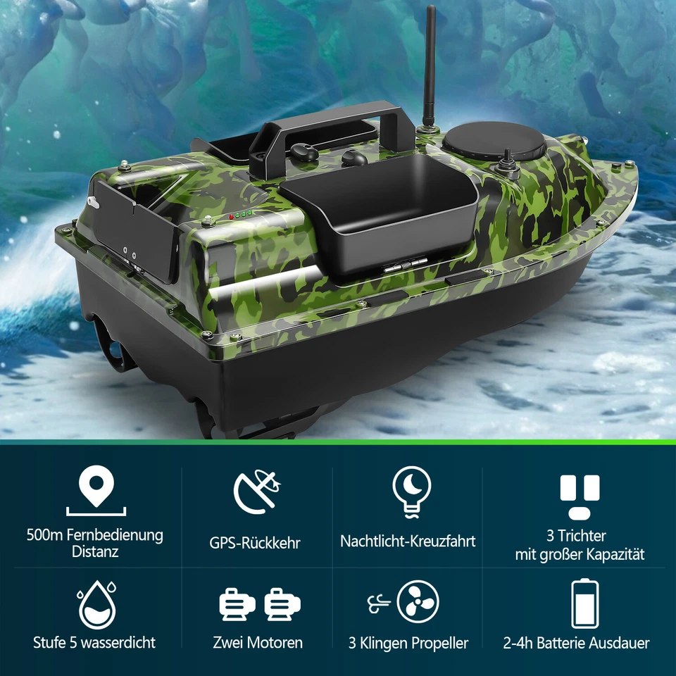 500M GPS Futterboot Karpfen Angel GPS köderboot mit Echolot LCD Fischfinder - Bild 4 von 4