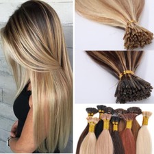 8A Micro Ring Bond Remy Human Hair Extensions Stick I Tip Long Multi Colors 22"