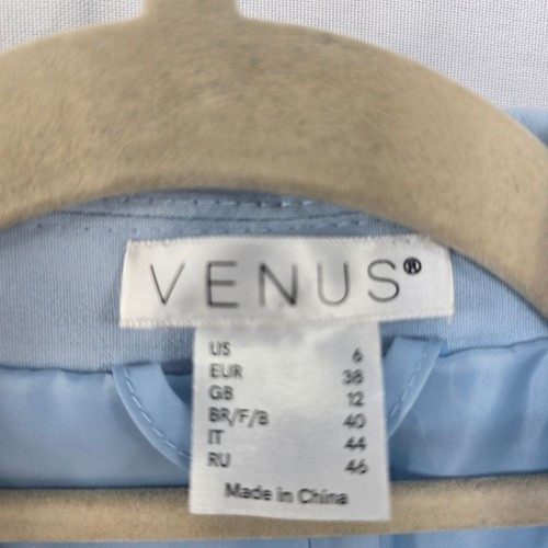 Venus Double Breasted Blazer Woman 4 Light Blue Silver Button Professional Work - Picture 2 of 14