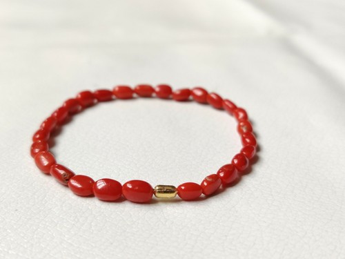 Natural Coral Gemstone Stacking Bracelet, Stretch Coral Bracelet, Coral Jewelry - Picture 9 of 12
