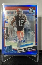2023 Optic Rated Rookie Blue Prizm Cedric Tillman #224 Browns 35/99 Auto