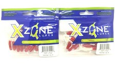(LOT OF 2) X-ZONE LURES - 2" TUBE - RED/PEARL 18PK (32001)