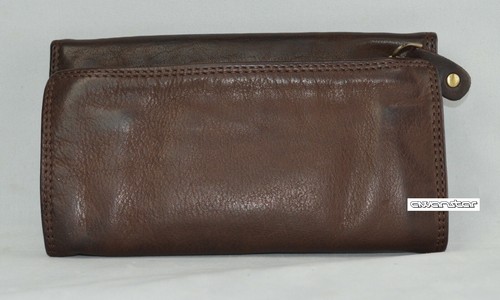Damen Lederbörse Geldbörse Leder Geldbeutel Portemonnaie Portmonee 1226 Braun - Picture 2 of 5