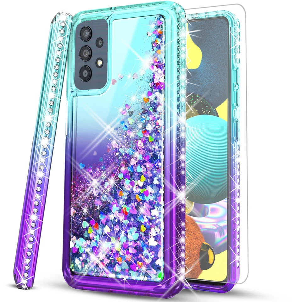 Funda para teléfono Samsung Galaxy A52 5G brillante diamante + pantalla de vidrio templado Foto 3 de 4