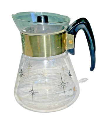 Pyrex Corning MCM Atomic Star Burst 4 Cup Coffee Pot Carafe Vintage