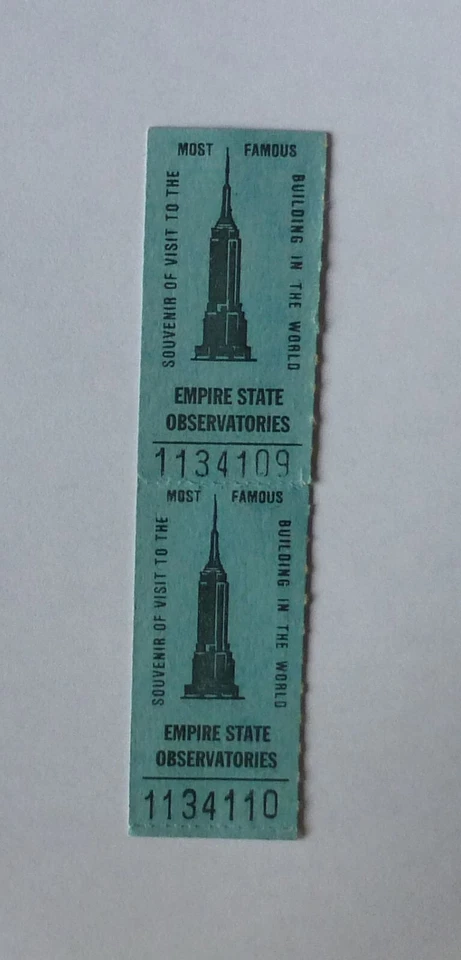 Pair of Empire State Observatories Tickets 1995