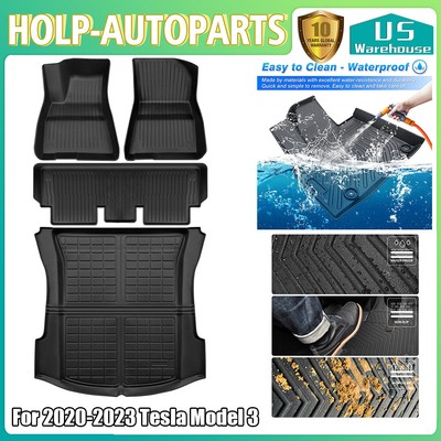 Floor Mats For  Model 3 2020-2023 All Weather TPE Rubber Protection Liners