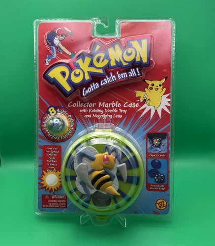 VINTAGE Pokemon BEEDRILL  8 Collector Marbles Case Tray & Magnifying Lens NEW