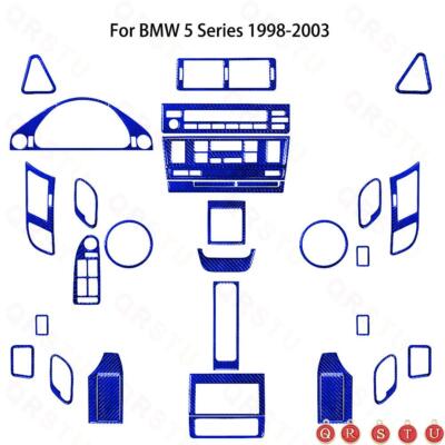 35Pcs Blue Carbon Fiber Full Interior Kit Cover Trim For BMW M5 E39 1998-2003