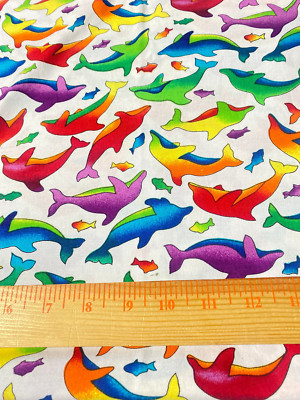 Rainbow Rascals cotton Dolphin print Hoffman International 38'' x 42''