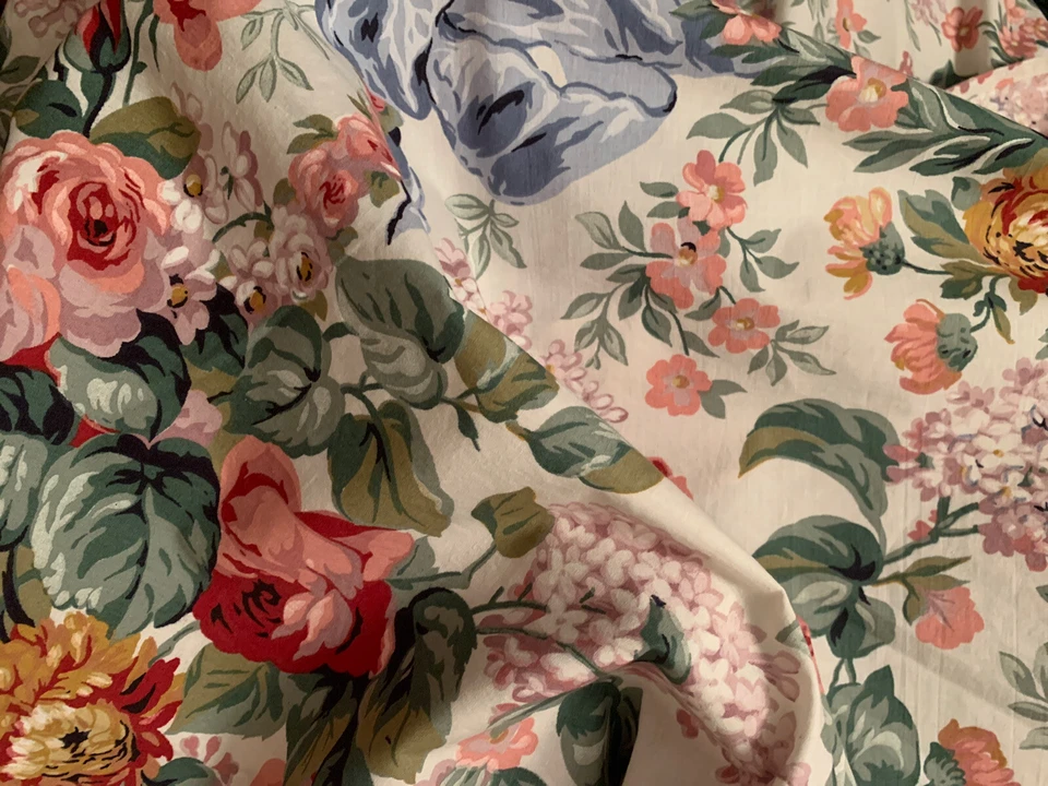 Sábana bajera plana Ralph Lauren Allison blanca multi floral vintage ~ COMPLETA Foto 2 de 4