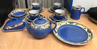 A G H J WILTON WARE C.1923-34 BLAU ART DECO 20 TEILIGES TEESERVICE