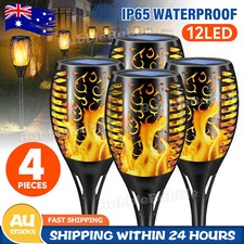 4 Pack Flame Solar Torch Light Waterproof Garden Lantern Lamp Flickering Dancing