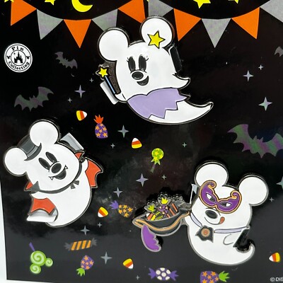 Tokyo Disney Resort Pin 2023 Halloween Ghost Mickey Minnie 3 PCS 