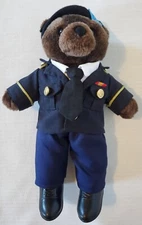 Brown Teddy Bear American Military Blue Suit 10"
