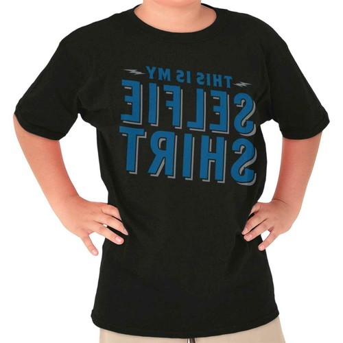 Funny Saying Selfie Social Media Pictures Youth Crewneck T Shirts Boy or Girl - Picture 8 of 8