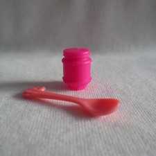 NEW Barbie Skipper Babysitters Inc. Doll Pink Baby Food Jar  Coral Spoon