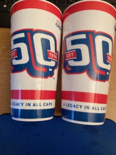 TWO Washington CAPITALS Stadium Beverage CUPS Souvenir 50th ANNIVERSARY
