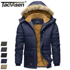 Men's Winter Thermal Fleece Lined Ski Snow Jacket Water-Resistant Casual Parka