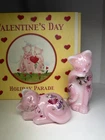Fenton Holiday Parade Valentine's Day 2 Rosalene Cat Figurines W/Box