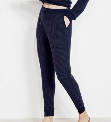 NWT Haven Well Within Womens Waffle Knit Joggers Large Soft Cozy Comfort Blue