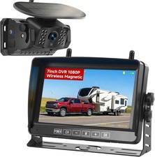 Magnetic Wireless Backup Camera for Truck, 7"1080P HD 4CH Monitor DVR Loop Recor