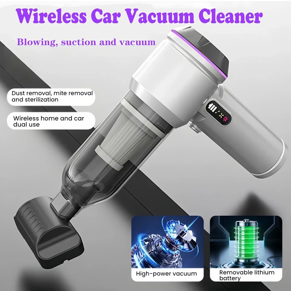 Cordless 17000PA Car Vacuum Cleaner 12V Handheld Vac Air Duster Wet/Dry Portable - Image 3 of 4