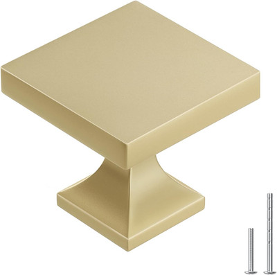 30 Pack Gold Square Cabinet Knobs Brushed Brass Kitchen Knobs Zinc Alloy