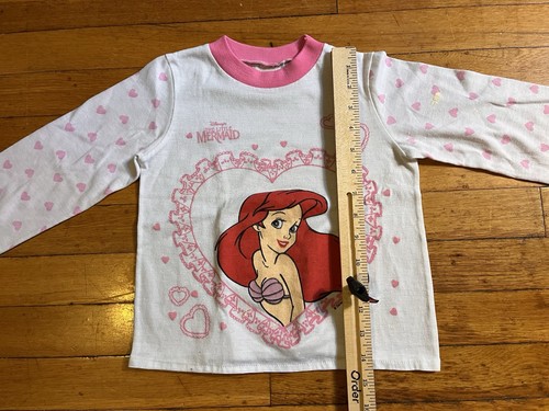 VINTAGE Disney The Little Mermaid Ariel Shirt Youth 5-6 White All Over Print 90s - Picture 10 of 11