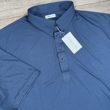Collars & Co Mens Size 2XL Oxford Dress Collar Polo Navy Blue Performance New