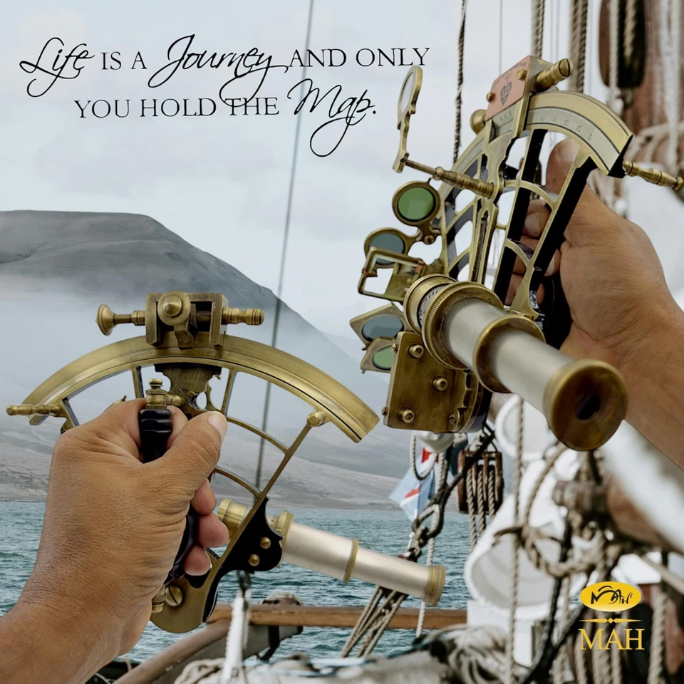 8 Pulgadas Latón Gran Barco Historia Capitán Sextante Hecho a Mano Regalo para el Día del Padre,... Foto 2 de 4