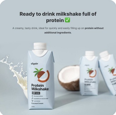 Vilgain Trouble Protein Bar - Milky Coconut 12x 55g | 16g High Protein Snack With 10% Collagen & Fibre | Low Sugar, 100% Natural Ingredients, No Artificial Additives | 12x Bars - View #2
