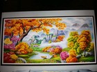 Large Stamped CrossStitch Peach Blossom Garden,11ct,190x43cm, 58 Colors,Tool Kit