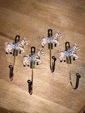 4 Vintage Carousel Horse Wall Hooks Gold Nursery Kids Avon