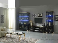 Wohnwand Wohnzimmer Set Vitrine Lowboard Wandregal 3Tlg Set Schwarze WohnwäNde