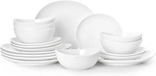 18-Piece Dinnerware Sets for 6, Porcelain Plates and Bowls Set, Scratch Resistan