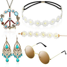 Hippie Accessoires  Zubehör Kostüm Damen Peace Kette