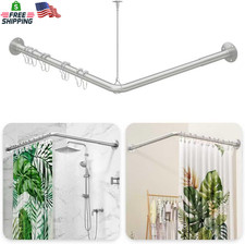 Corner Shower Curtain Rod, Adjustable L Shaped Shower Curtain Rod 23''-50'' X 23