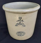 Union Stoneware Co Red Wing Minn 2 Gallon Stoneware Crock w/Elephant Ear Leaves