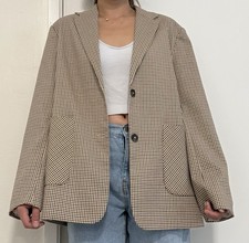 Oak  Fort Blazer Jacket   Size S-P, Brown Plaid, Boxy Fit