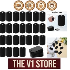 25Pcs Metal Stamping Blanks, Aluminum Blank Dog Tags Black Metal Tags for Laser