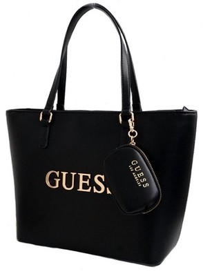 Guess Damen Tasche Schultertasche Shopper Beacon Falls  Tote Schwarz Neu