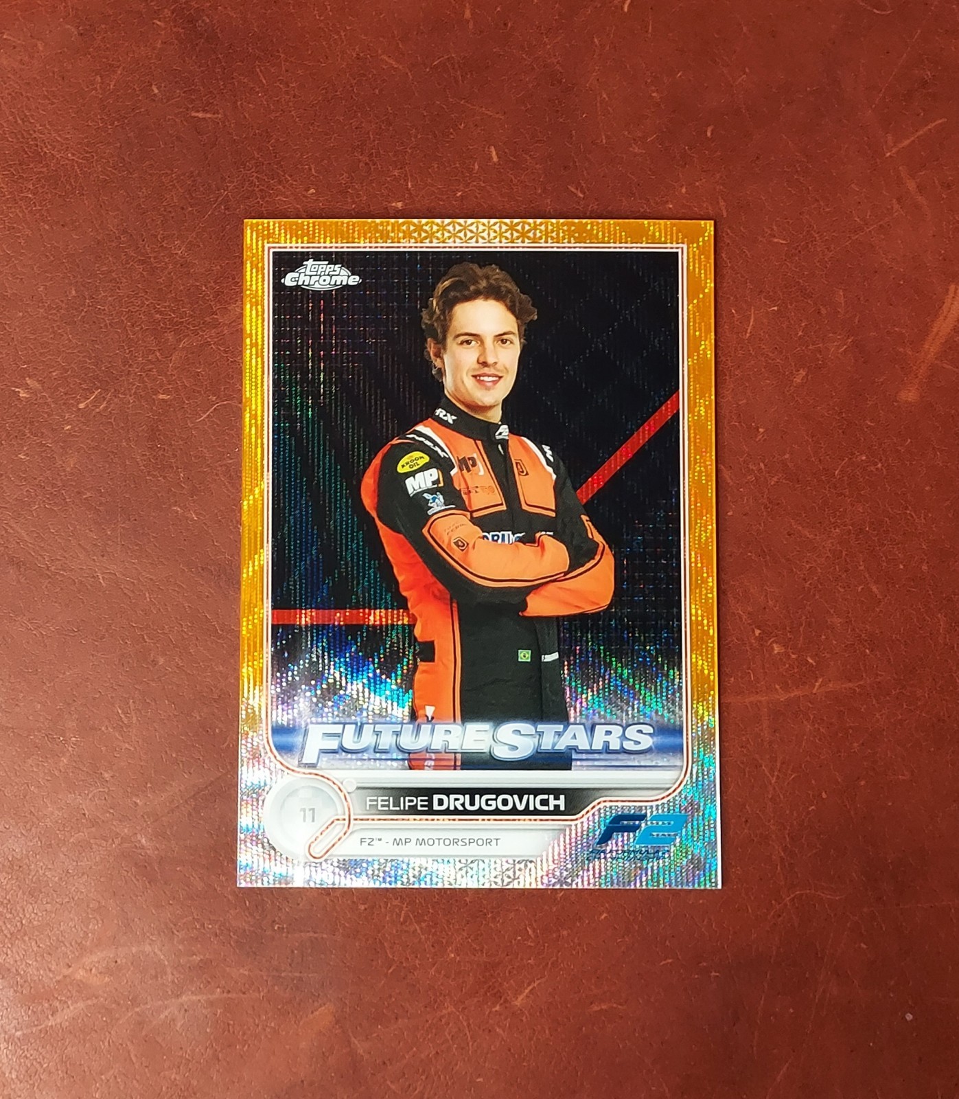 2022 F1 Topps Chrome Felipe Drugovich #87 Portrait Orange Wave Refractor /25 RC