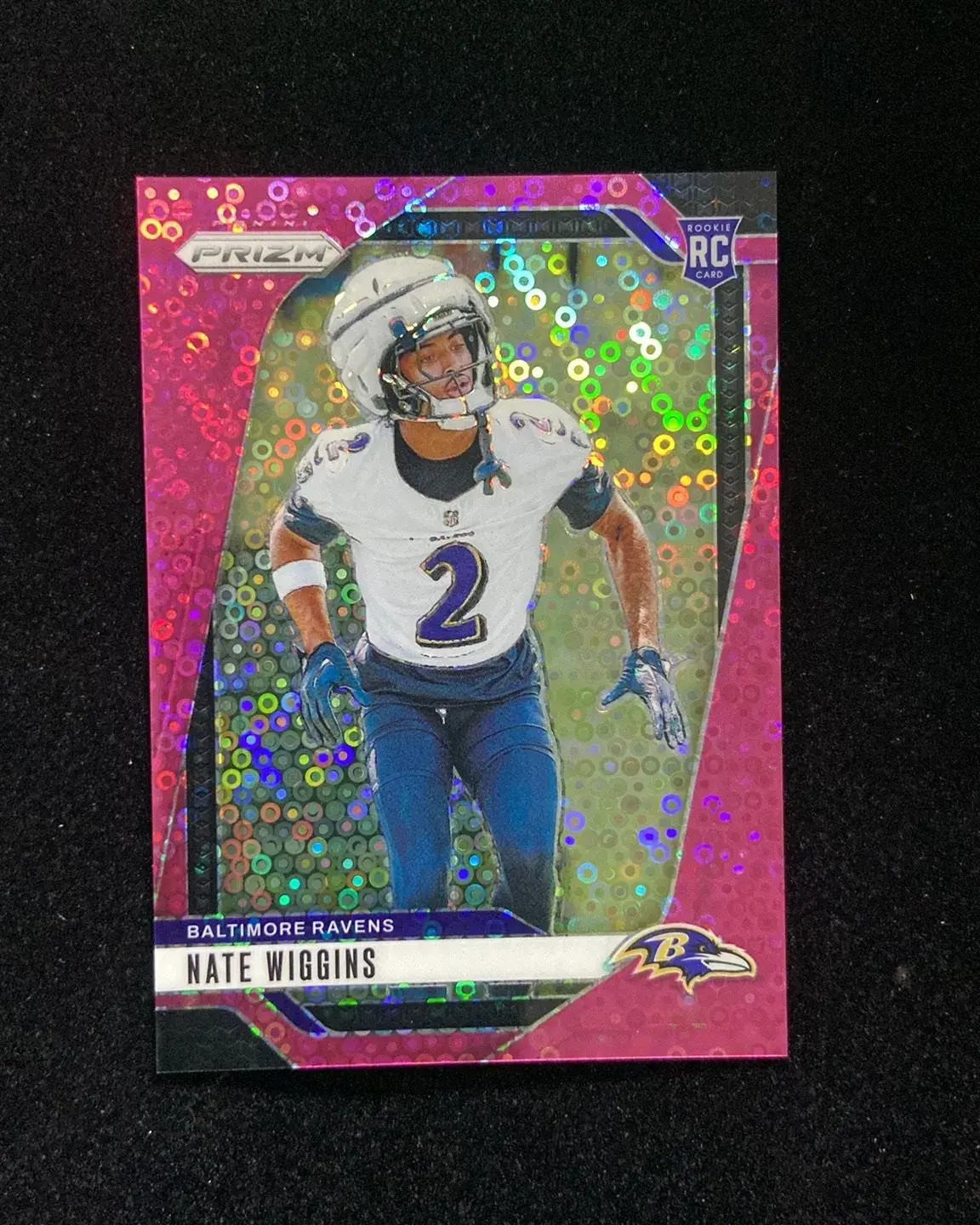 2024 Panini Prizm Pink Disco #380 Nate Wiggins 20/25 Ravens TOM