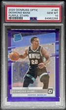 2020 Donruss Optic Desmond Bane Purple Stars FOTL Rookie 10/13 PSA 10 🔥POP 2