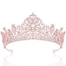 Crystal Crowns for Women Tiaras Bride Royal Queen Crown Princess Rose Gold